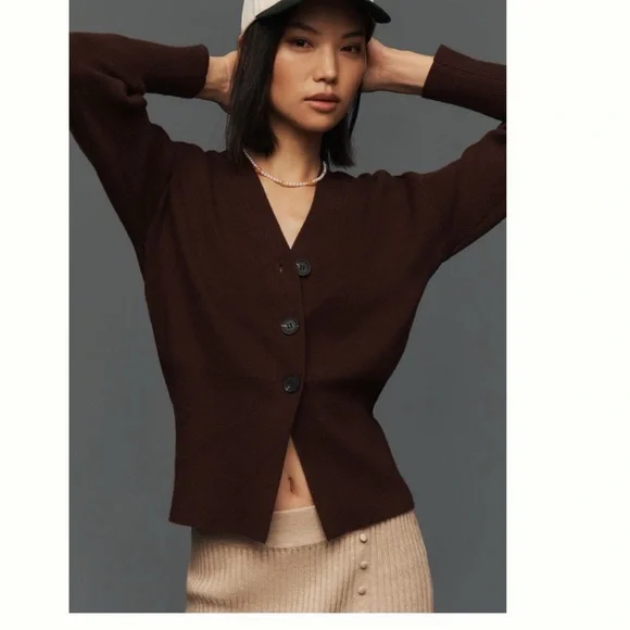 NWT Anthropologie Pilcro Slim Ribbed V-Neck Cardigan Sweater 2X - Picture 7 of 15